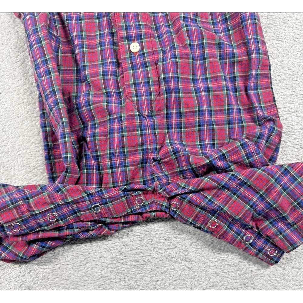 Ralph‎ Lauren Infant Button-Down Long Sleeve Plaid Bodysuit Red/Blue Size S 3-6M